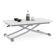 ID MARKET - Table basse 2 en 1 relevable en table à manger rectangulaire URBANA 100 cm blanc pied gris chromé - vignette