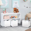 ID MARKET - Meuble de rangement enfant MANA en bois blanc 3 tiroirs cubes sur roulettes - vignette
