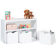 ID MARKET - Meuble de rangement enfant MANA en bois blanc 3 tiroirs cubes sur roulettes - vignette