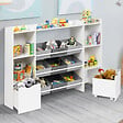 ID MARKET - Meuble de rangement enfant MANA 7 étagères, 9 bacs en tissu et 2 cubes sur roulettes blanc - vignette