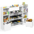 ID MARKET - Meuble de rangement enfant MANA 7 étagères, 9 bacs en tissu et 2 cubes sur roulettes blanc - vignette
