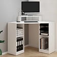 ID MARKET - Bureau d'angle HARRY blanc gain de place bureau informatique avec rangements - vignette