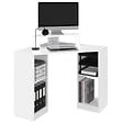 ID MARKET - Bureau d'angle HARRY blanc gain de place bureau informatique avec rangements - vignette