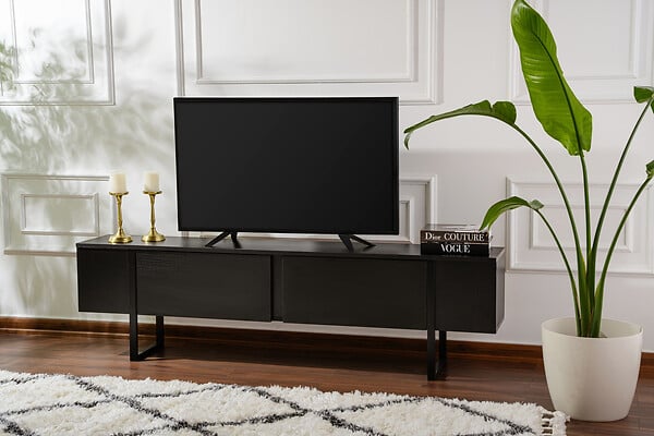 HABITAT ET JARDIN - Meuble TV en bois "Serenity" - 180 x 29 x 50 cm - Noir - large
