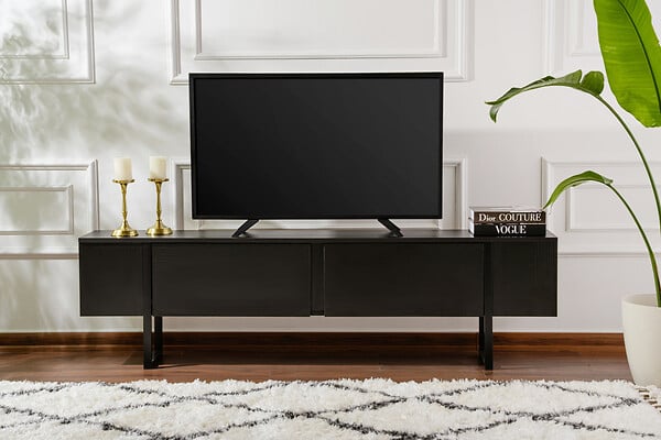 HABITAT ET JARDIN - Meuble TV en bois "Serenity" - 180 x 29 x 50 cm - Noir - large