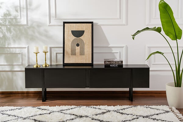HABITAT ET JARDIN - Meuble TV en bois "Serenity" - 180 x 29 x 50 cm - Noir - large