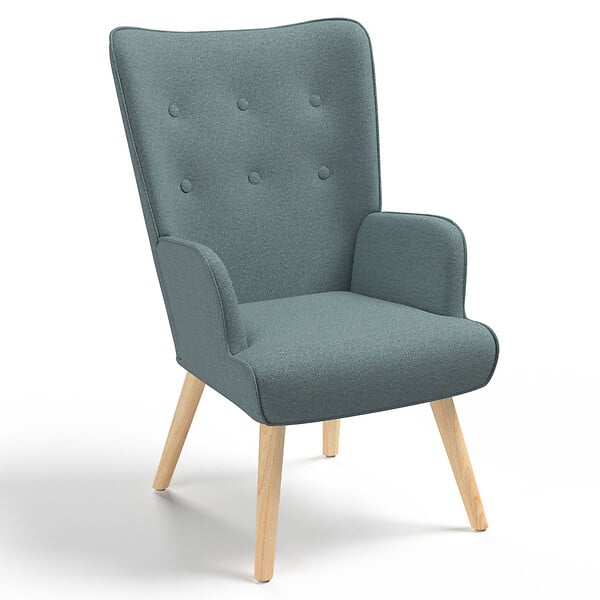 ID MARKET - Fauteuil scandinave IVAR en tissu vert eucalyptus - large