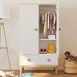 ID MARKET - Armoire enfant 2 portes JACOB avec tiroir blanc et bois - vignette