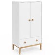 ID MARKET - Armoire enfant 2 portes JACOB avec tiroir blanc et bois - vignette