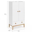 ID MARKET - Armoire enfant 2 portes JACOB avec tiroir blanc et bois - vignette