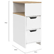 ID MARKET - Lot de 2 tables de chevet étroites ANOUK 2 tiroirs avec niche latérale réversible blanc et bois - vignette