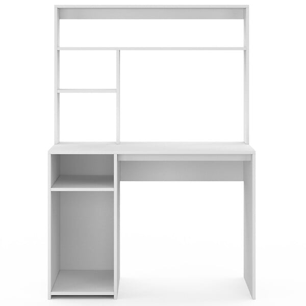 ID MARKET - Bureau avec étagères de rangement DAN blanc - large