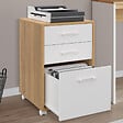 ID MARKET - Caisson de bureau JON support imprimante 3 tiroirs blanc et bois - vignette
