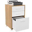 ID MARKET - Caisson de bureau JON support imprimante 3 tiroirs blanc et bois - vignette