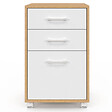 ID MARKET - Caisson de bureau JON support imprimante 3 tiroirs blanc et bois - vignette