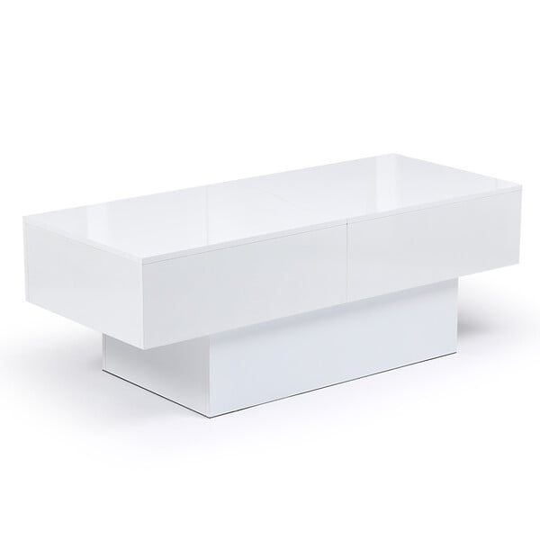 ID MARKET - Table basse coulissante rectangulaire MARTA bois blanc - large