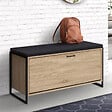 ID MARKET - Banc d'entrée chaussures 100 cm avec coussin LUIS design industriel - vignette