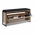 ID MARKET - Banc d'entrée chaussures 100 cm avec coussin LUIS design industriel - vignette