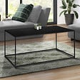 ID MARKET - Table basse rectangulaire DAVIS 113 cm en métal noir mat design industriel - vignette