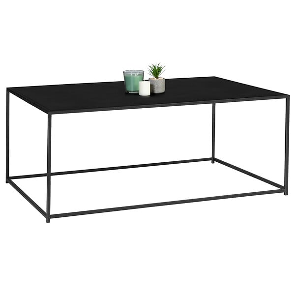 ID MARKET - Table basse rectangulaire DAVIS 113 cm en métal noir mat design industriel - large