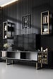 HABITAT ET JARDIN - Meuble TV en bois "Gold Line" - 180 x 30 x 48 cm - AnthraciteNoir - vignette