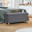 ID MARKET - Banc coffre rangement sur pied 100 cm tissu gris anthracite - vignette