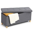 ID MARKET - Banc coffre rangement sur pied 100 cm tissu gris anthracite - vignette