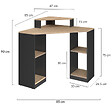 ID MARKET - Bureau d'angle HARRY noir et façon hêtre gain de place bureau informatique avec rangements - vignette
