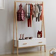 ID MARKET - Portant enfant tipi LEON 130 cm avec 1 porte blanc et bois - vignette