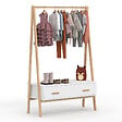 ID MARKET - Portant enfant tipi LEON 130 cm avec 1 porte blanc et bois - vignette