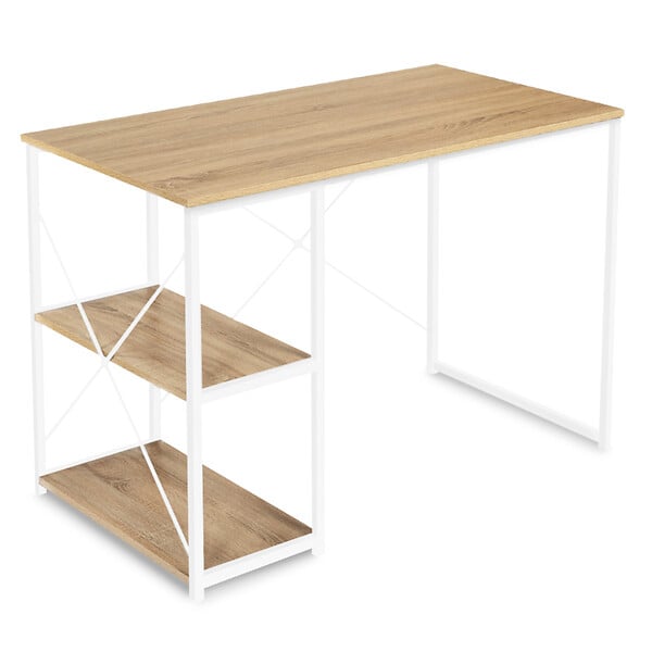 ID MARKET - Bureau droit DETROIT design industriel bois et métal blanc - large