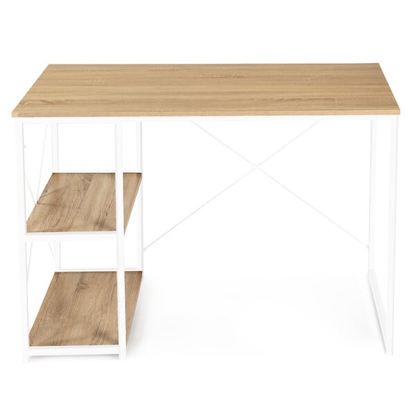 ID MARKET - Bureau droit DETROIT design industriel bois et métal blanc - large