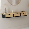 ID MARKET - Etagère murale console d'entrée LISE 3 tiroirs effet bois et noir - vignette