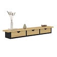 ID MARKET - Etagère murale console d'entrée LISE 3 tiroirs effet bois et noir - vignette