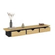 ID MARKET - Etagère murale console d'entrée LISE 3 tiroirs effet bois et noir - vignette