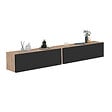ID MARKET - Lot de 2 consoles suspendues étagères murales ELYOS 1 porte bois et noir - vignette