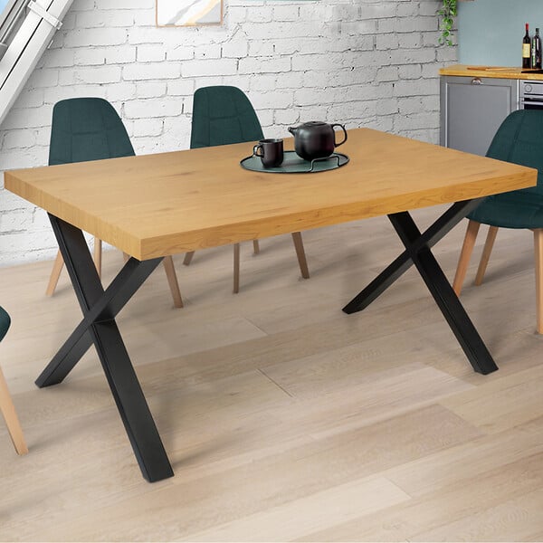 ID MARKET - Lot de 2 pieds de table forme X 72x73 cm noir design industriel - large