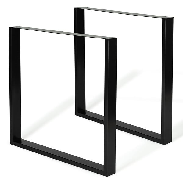 ID MARKET - Lot de 2 pieds de table carrés 78x71 cm noir design industriel - large