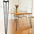 ID MARKET - Lot de 4 pieds épingle 71 cm pour table noir design industriel - vignette