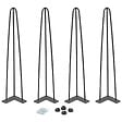 ID MARKET - Lot de 4 pieds épingle 71 cm pour table noir design industriel - vignette