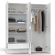 ID MARKET - Armoire 4 portes VITO blanc penderie 160 cm avec 2 tiroirs et étagères - vignette