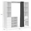ID MARKET - Dressing extensible double XXL MERYL 120/180 cm blanc avec tiroirs + étagères + penderie + rideau gris - vignette
