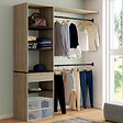 ID MARKET - Kit dressing MELINE 160 x 40 x 180 cm hêtre avec étagères noires + tiroir + double penderie - vignette