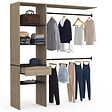 ID MARKET - Kit dressing MELINE 160 x 40 x 180 cm hêtre avec étagères noires + tiroir + double penderie - vignette