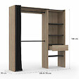 ID MARKET - Dressing extensible MARTY 120/170 x 50 x 180 cm hêtre avec étagères + double penderie + rideau noir - vignette