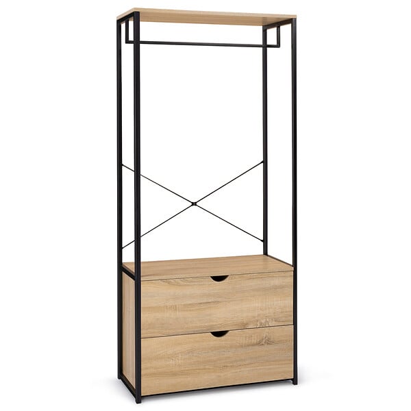 ID MARKET - Dressing penderie 2 tiroirs L. 80 cm DETROIT design industriel - large
