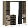 ID MARKET - Dressing extensible double XXL MERYL 120/180 cm hêtre avec tiroirs + étagères + penderie + rideau noir - vignette
