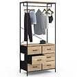 ID MARKET - Dressing penderie L. 80 cm UTAH avec 6 bacs en tissu bois et noir - vignette
