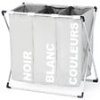 ID MARKET - Panier à linge 3 compartiments pliable gris - vignette