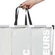 ID MARKET - Panier à linge 3 compartiments pliable gris - vignette